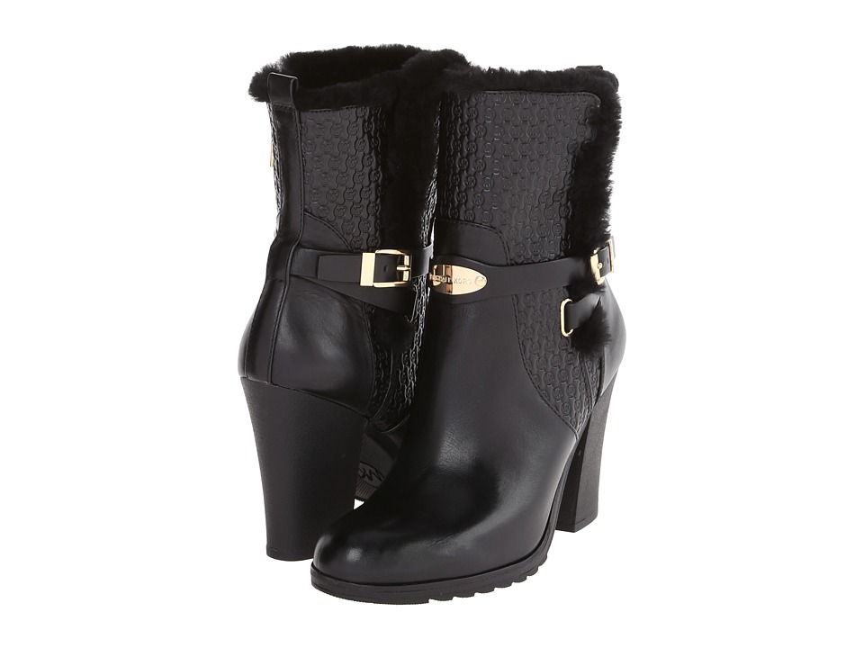 MICHAEL Michael Kors Breck Ankle Boot (Black Embossed Vachetta/Shearling) Women