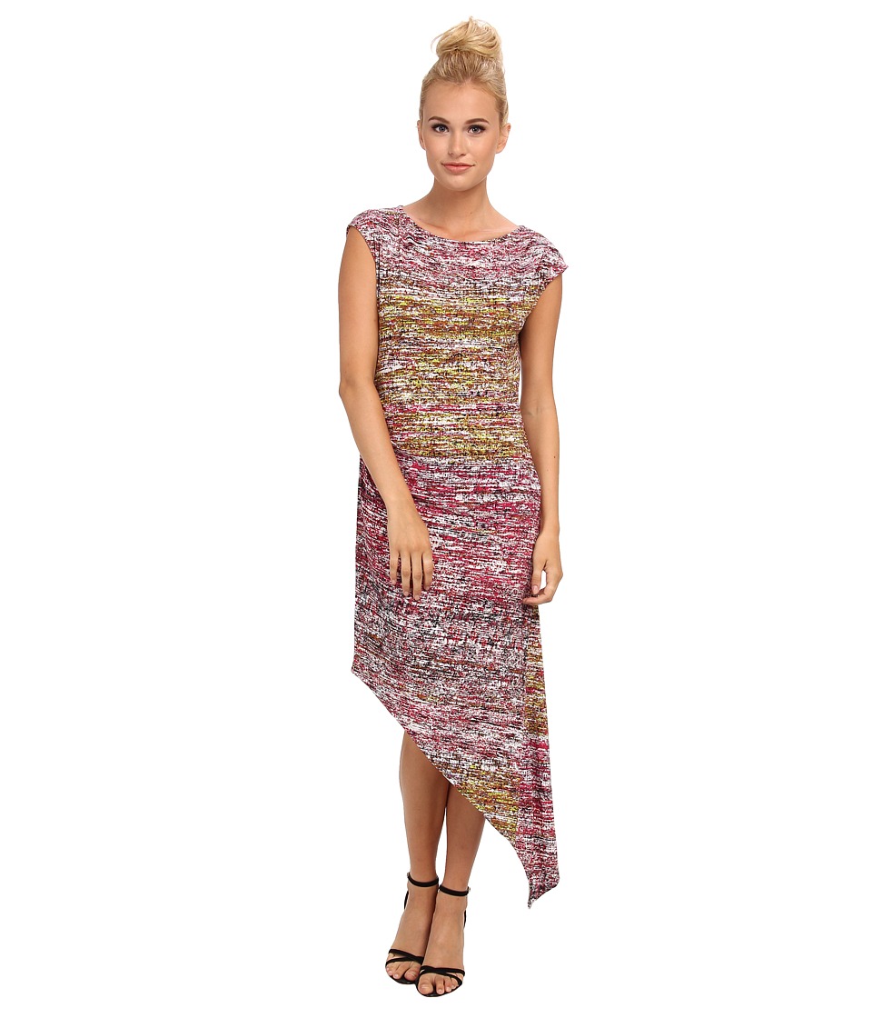 BCBGMAXAZRIA Jenifer Asymmetrical Boat Neck Dress (Black Combo) Women