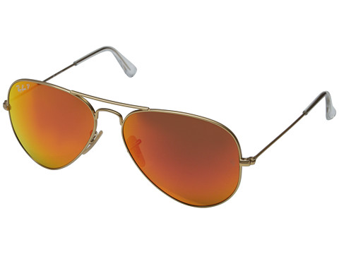 Ray-Ban RB3025 Aviator Polarized Flash Lenses 58mm (Matte Gold/Orange Mirror Polar) Polarized Fashion Sunglasses
