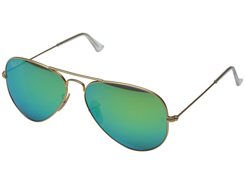 Ray-Ban RB3025 Aviator Polarized Flash Lenses 58mm (Matte Gold/Green Mirror Polar) Polarized Fashion Sunglasses