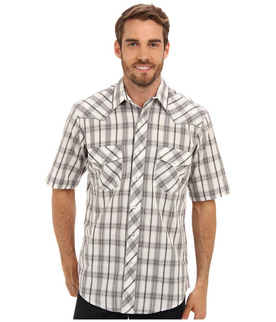 Roper - S/S 9215 Traditional Plaid w/ Embroidery Shirt (Grey) Men's Short Sleeve Button Up