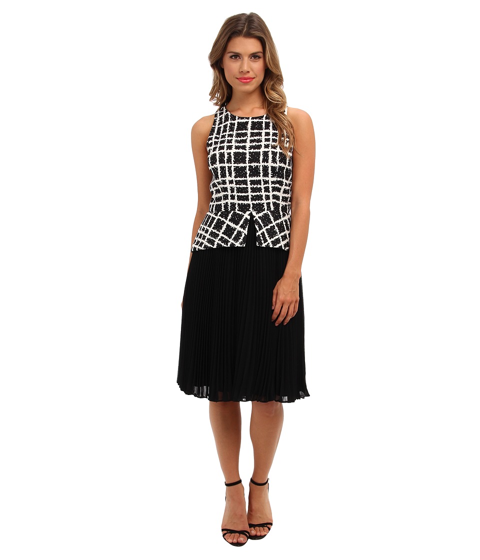 Badgley Mischka Pleated Peplum Print Combo (Black Multi) Women