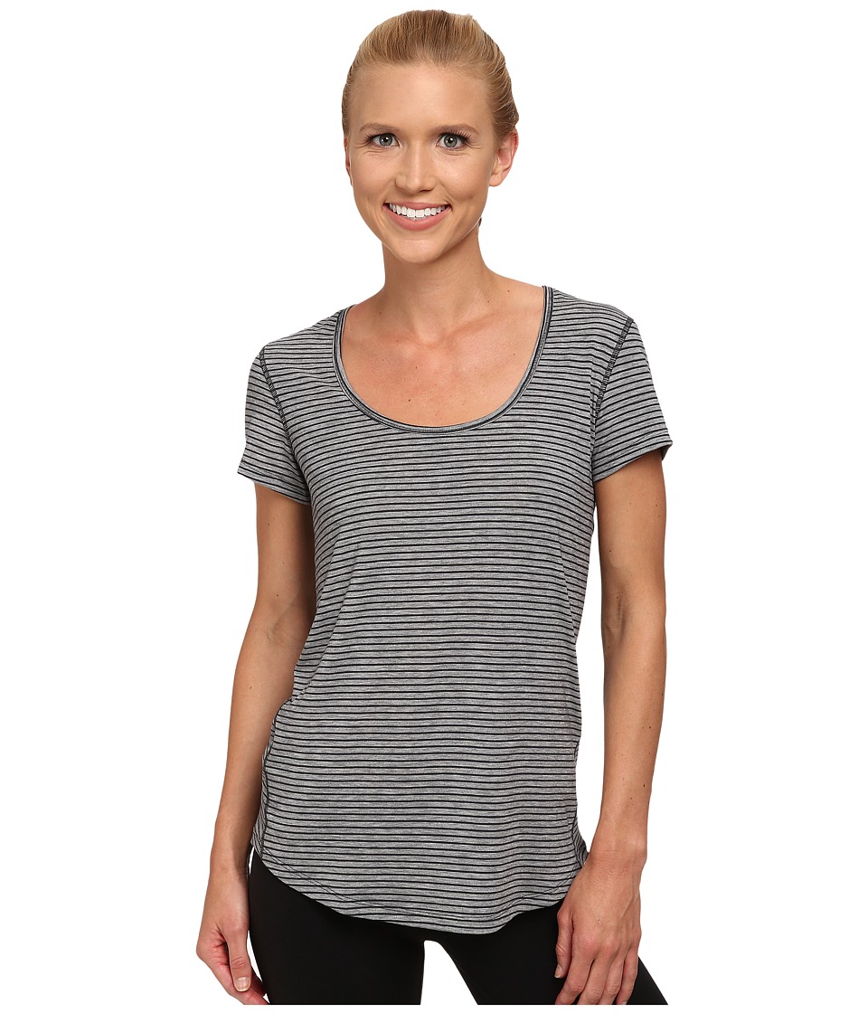 Lucy S/S Workout Tee (Fossil/Asphalt Heather Stripe) Women