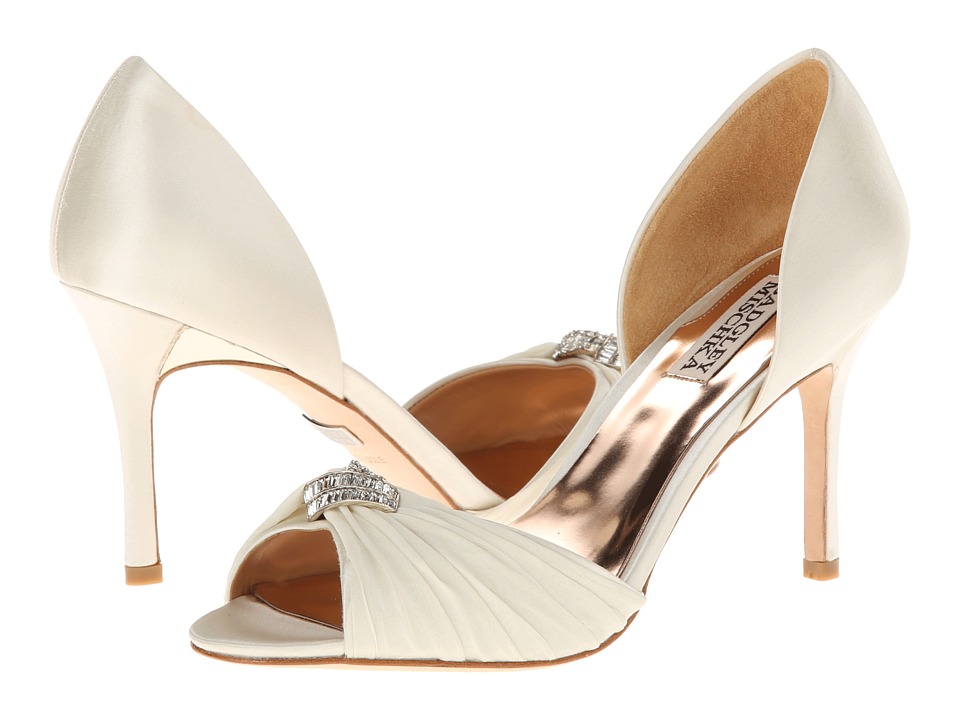 Badgley Mischka Jennifer (Ivory Satin/Chiffon) High Heels