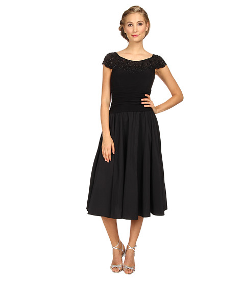 UPC 689886702378 product image for Jessica Howard Beaded Illusion Collar Empire Dress with Artichoke Skirt (Black)  | upcitemdb.com