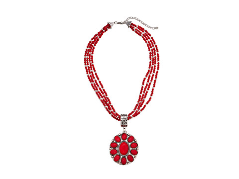 M&F Western - Multi Strand Round Concho Necklace/Earring Set (Red) Jewelry Sets