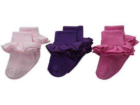 Jefferies Socks - Misty Ruffle Turn Cuff 3 Pack (Infant/Toddler/Little Kid/Big Kid) (Asst B (1) Pastel Pink (1) Bubblegum (1) Grape) Girls Shoes
