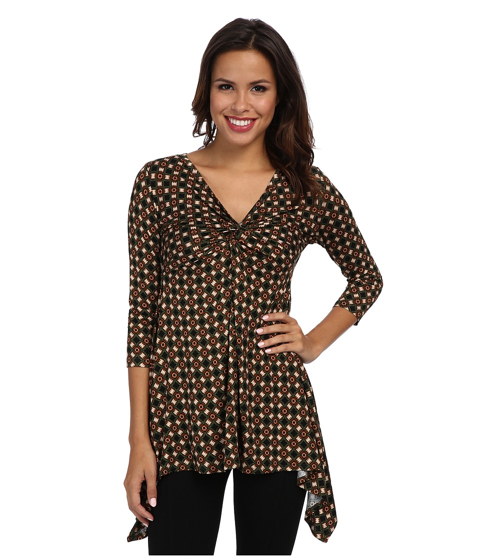 Karen Kane Medallion Twist Front Handkerchief Top (Print) Women