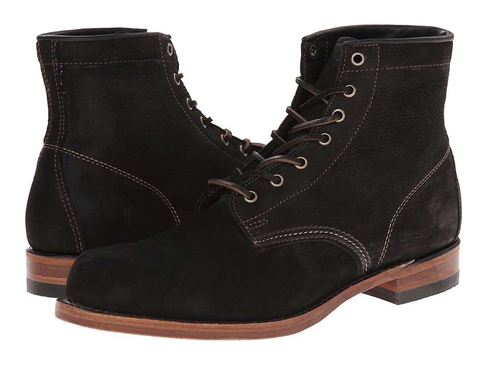 Frye Arkansas Mid Leather (Black Suede) Men