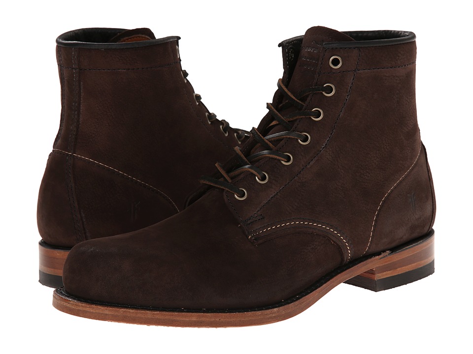 Frye Arkansas Mid Leather (Dark Brown Suede) Men