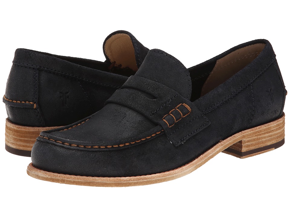 Frye Greg Leather Penny (Indigo Brown Waxed Suede) Men