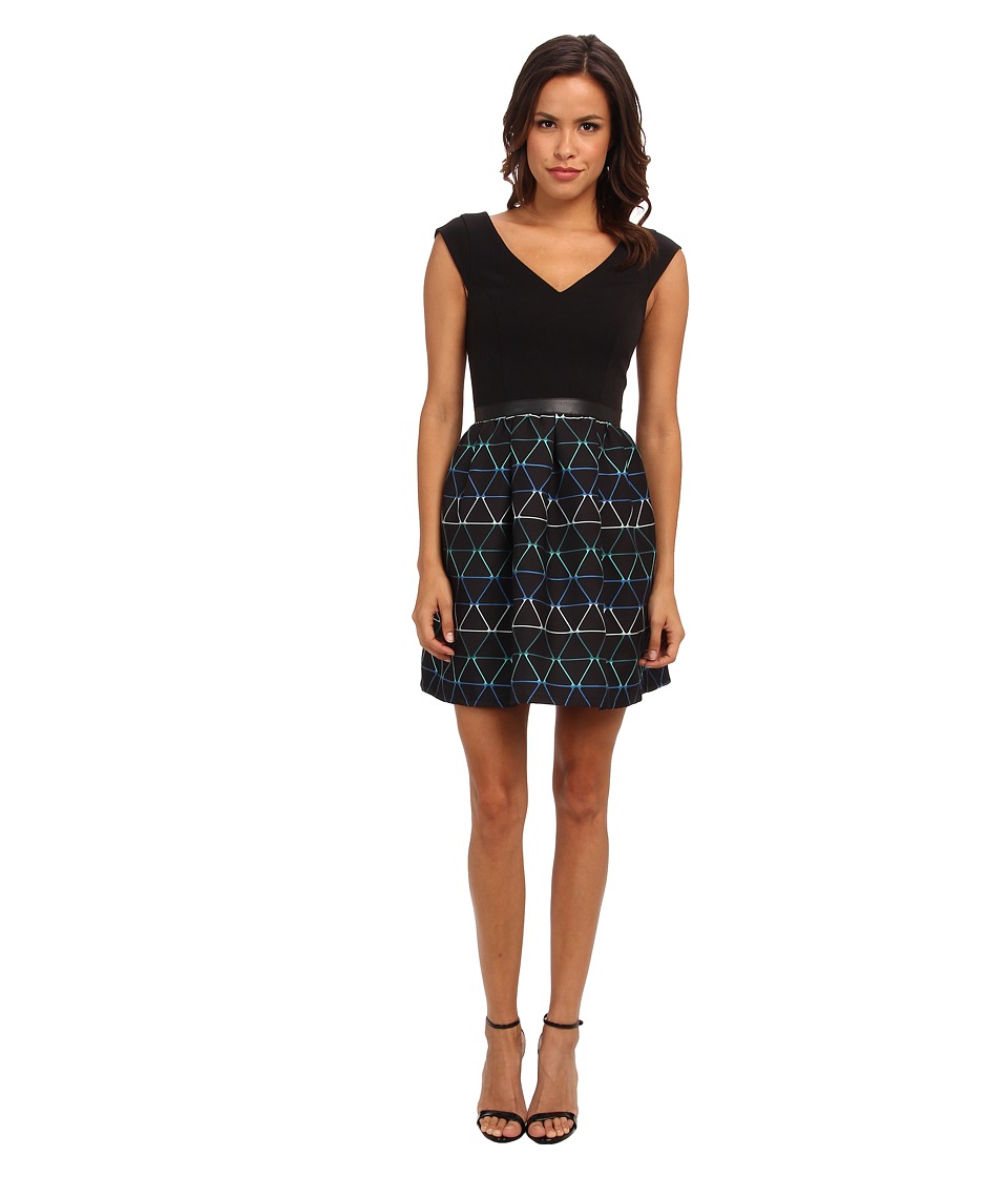 ABS Allen Schwartz Cocktail Dress with Stripe Bottom (Navy) Women