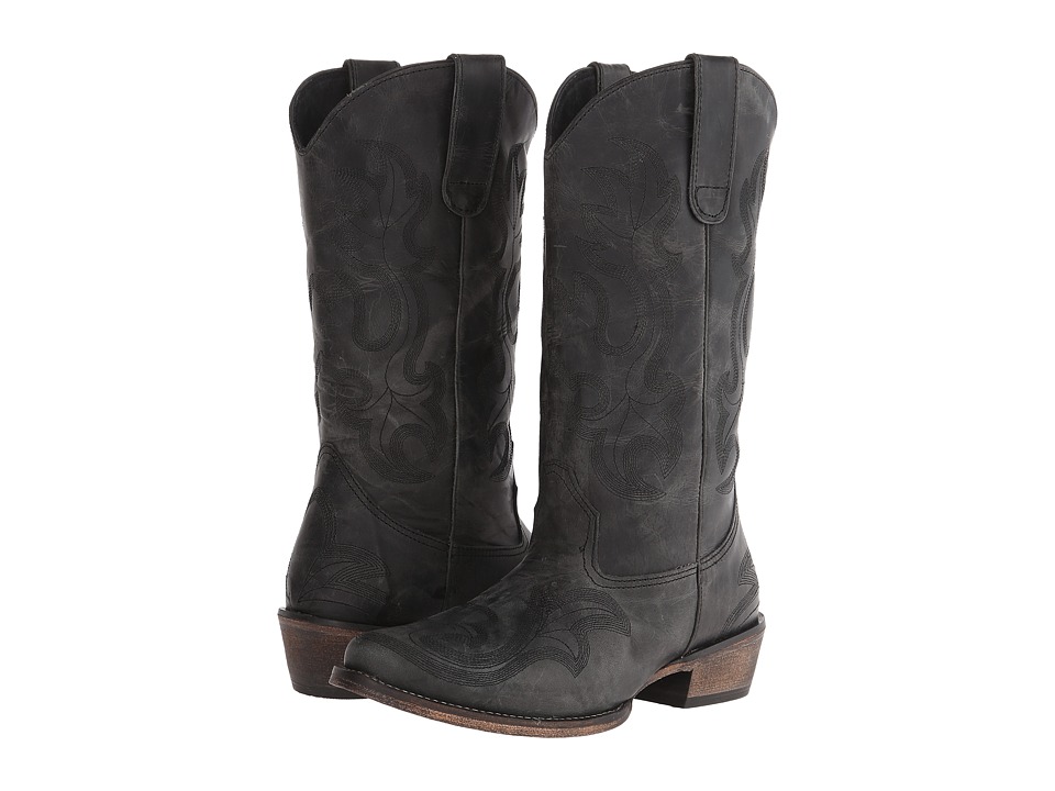 Roper - Brush Off Tonal Stitch Snip Toe Boot (Black) Cowboy Boots