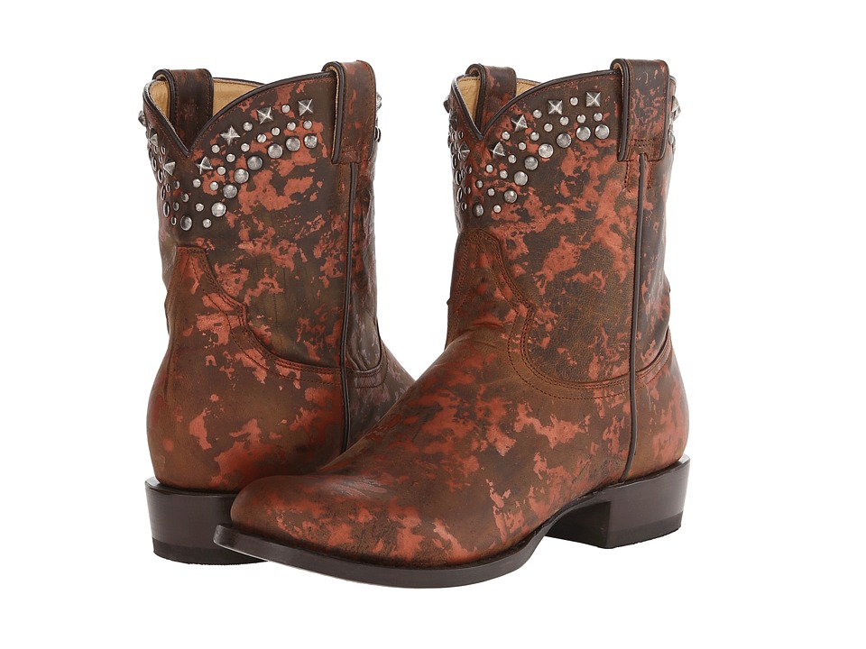 Stetson - Metallic Splatter Round Toe Ankle Boot (Brown) Cowboy Boots