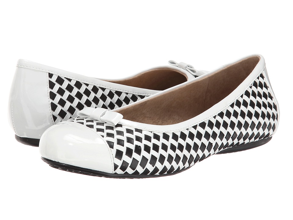 SoftWalk Naperville (White/Black Woven Soft Nappa Leather/Patent) Women