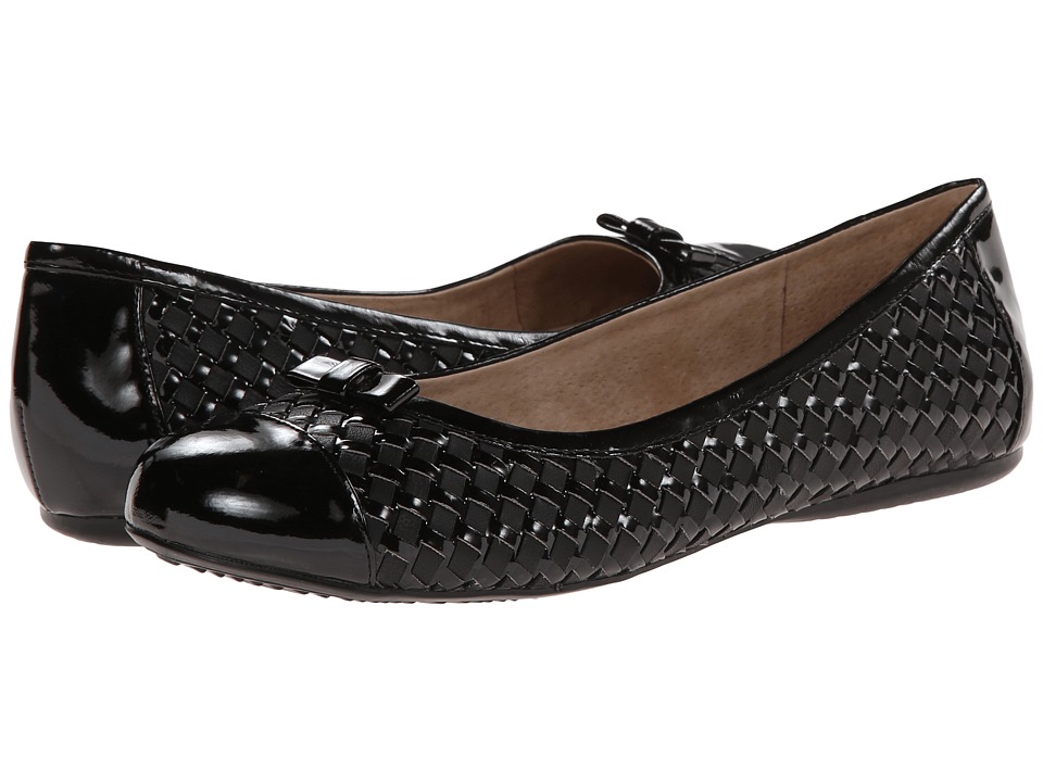 SoftWalk Naperville (Black/Black Woven Soft Nappa Leather/Patent) Women