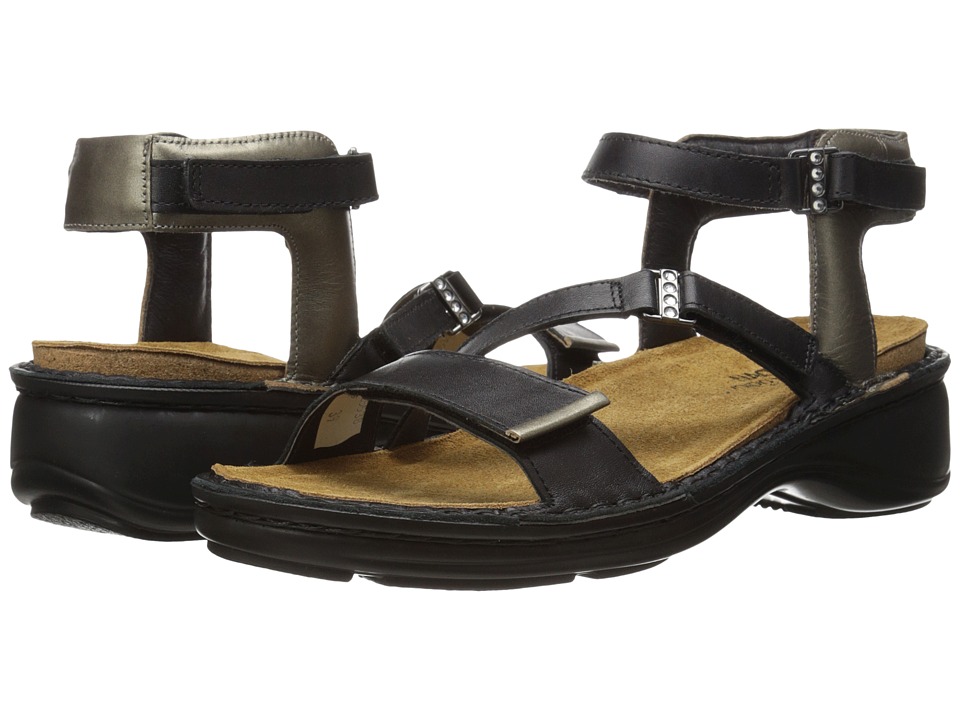Naot Footwear Daisy (Black Raven Leather/Pewter Leather) Women