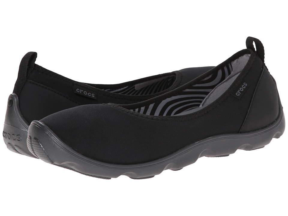 UPC 887350360554 product image for Crocs - Duet Busy Day Flat (Black/Graphite) Women's Slip on  Shoes | upcitemdb.com