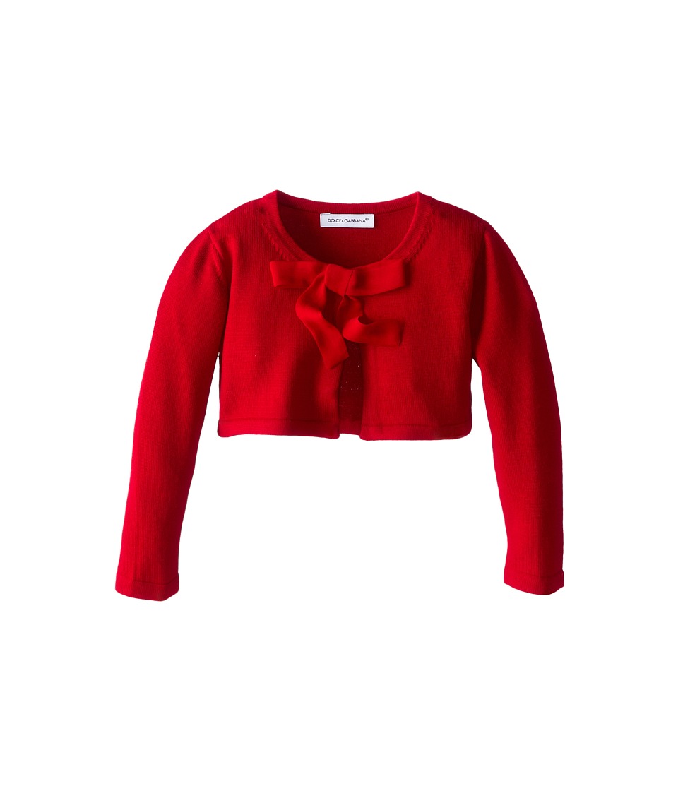 Dolce & Gabbana Kids - Lace Front Cropped Cardigan (Infant) (Red) Girl