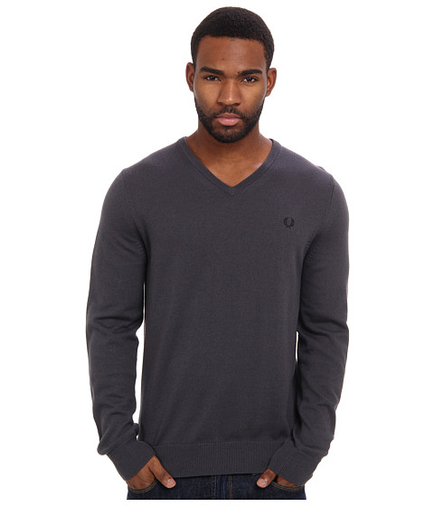EAN 5034603646247 product image for Fred Perry Classic Tipped V-Neck Sweater (Graphite Marl) Men's Long Sleeve Pullo | upcitemdb.com