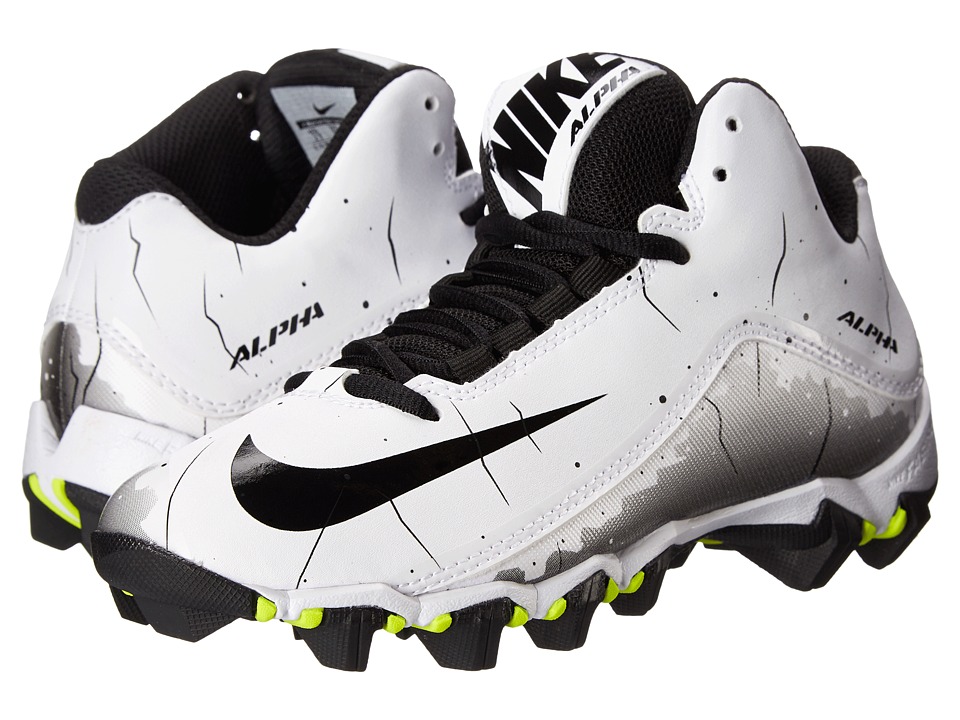 Nike Kids Alpha Shark 2 3/4 BG Football (Toddler/Little Kid/Big Kid) (White/Black/Black) Boys Shoes