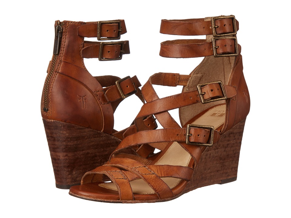 Frye - Rain Strappy Wedge (Brown Washed Smooth Vintage) Women's Wedge Shoes