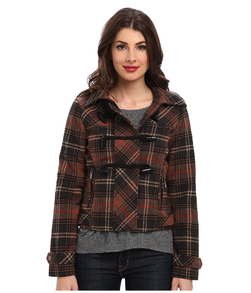 dollhouse - Hooded Zip-Front Bomber w\/ Toggle Closings (Avril Plaid) Women's Coat