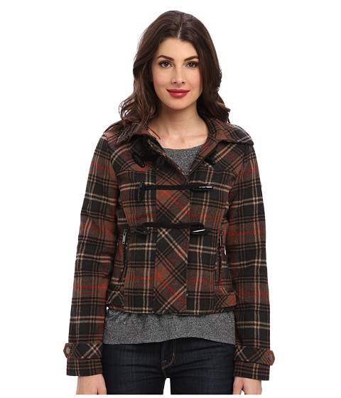 dollhouse - Hooded Zip-Front Bomber w/ Toggle Closings (Avril Plaid) Women's Coat