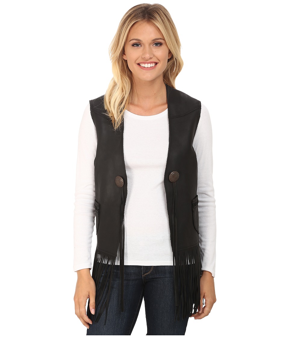 Scully - Eva Mesh Back leather Vest (Black) Women's Vest