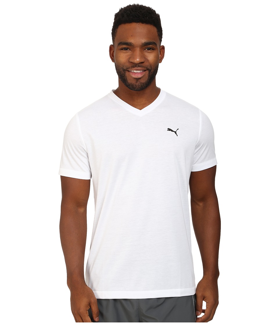 PUMA Essential S/S V-Neck (White/Black) Men