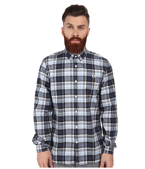 EAN 5034604144049 product image for Fred Perry - Engineered Polka Dot Check Shirt (Navy) Men's Long Sleeve Button Up | upcitemdb.com