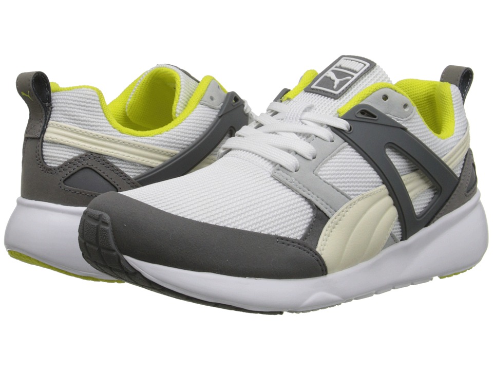 Womens Shoes PUMA Arial Basic Sports White/Fluro Yellow Womens Shoes PUMA Arial Basic Sports White/Fluro Yellow