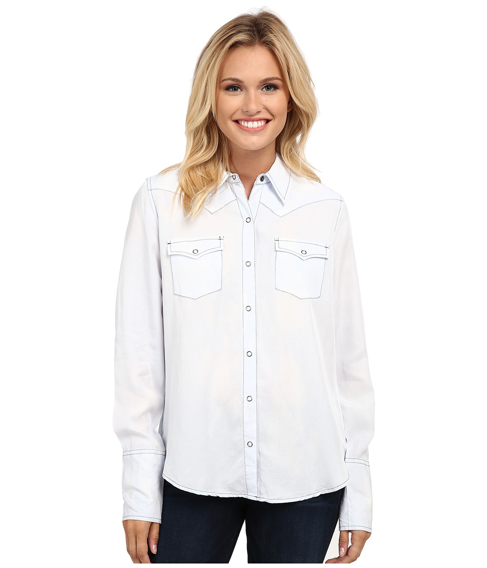 Stetson - Bleached Out Tencel Western Shirt (Blue) Women's T Shirt