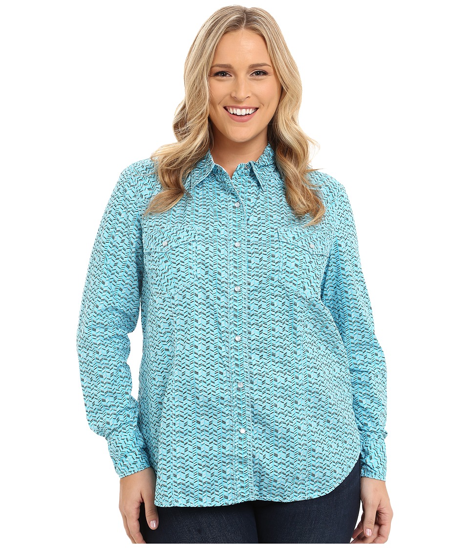 Roper - Plus Size 9529 Desert Stripe Print (Blue) Women's Clothing