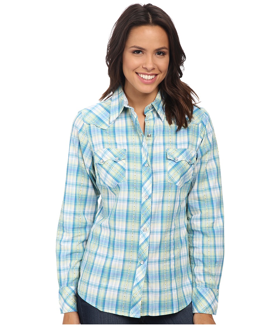 Roper - 9533 Sand Dune Plaid (Blue) Women's Clothing