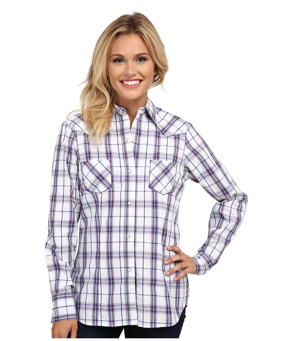 Roper - 9537 Blue Berry Plaid (White) Women's Clothing