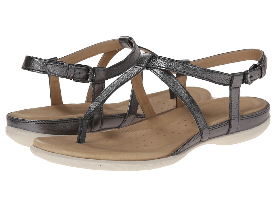 ECCO Flash T-Strap Sandal (Dark Shadow Metallic) Women