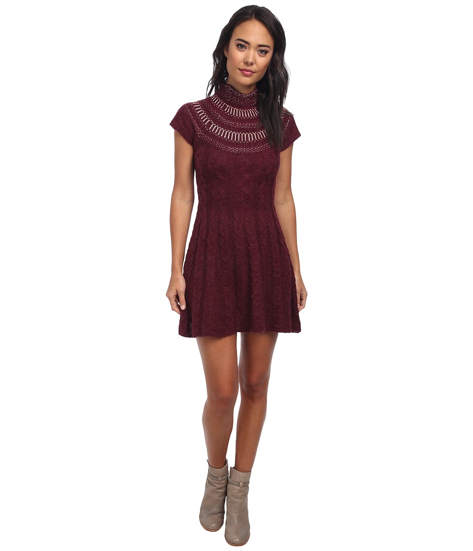 Free People Nordic Nights Sweater Dress (Wine Heather) Women