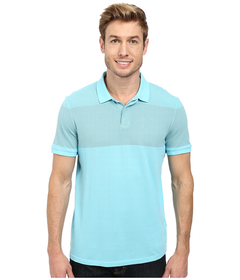 UPC 712683560411 product image for Calvin Klein Jeans - Pigment Overdyed Stripe Polo (Fresh Water) Men's Short Slee | upcitemdb.com