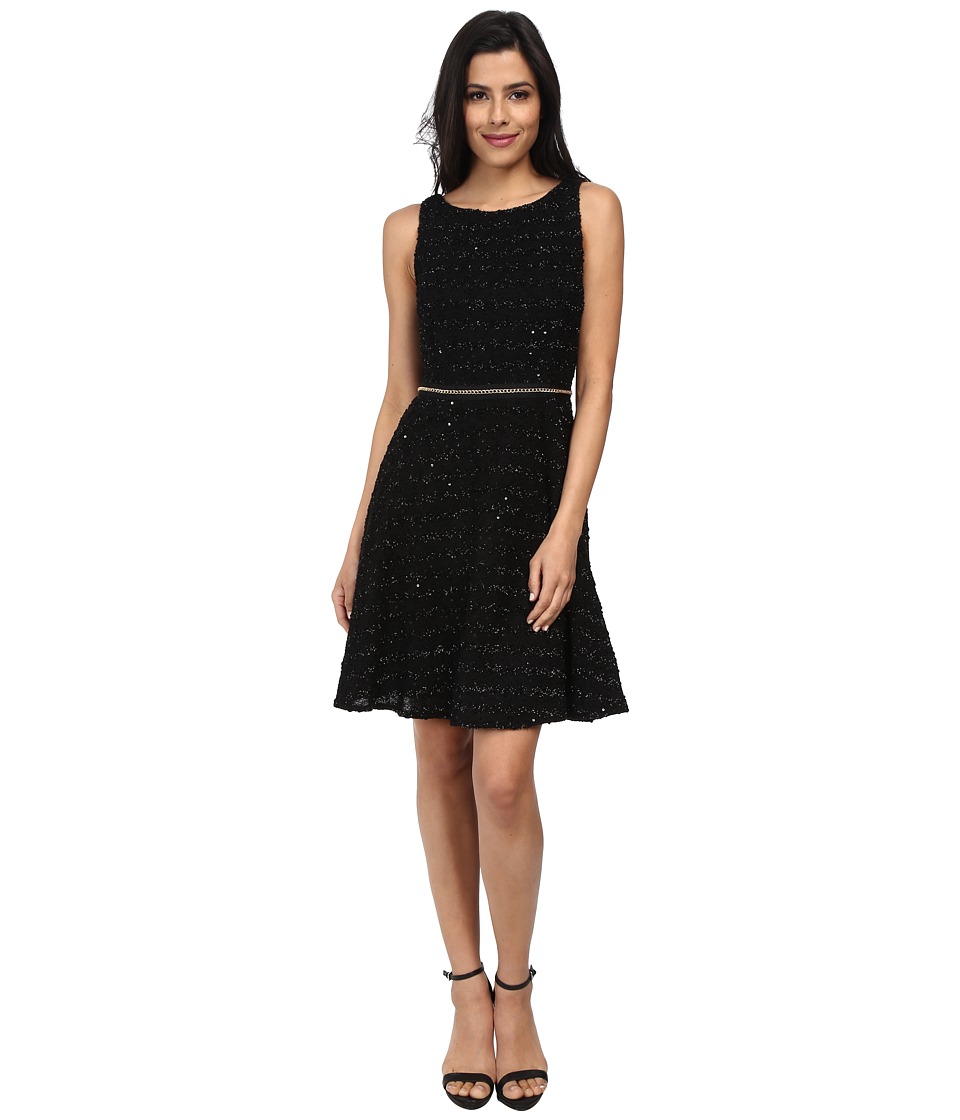 Vince Camuto Fit and Flare Boucle Dress (Black) Women