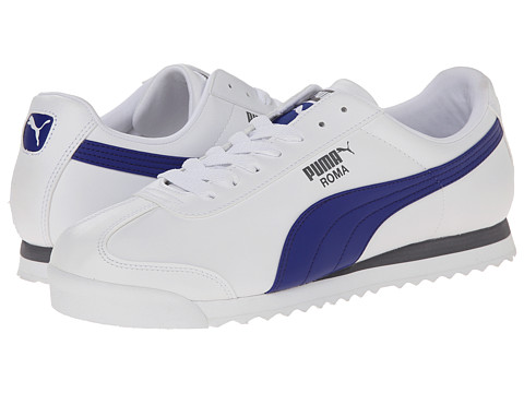 puma roma white blue
