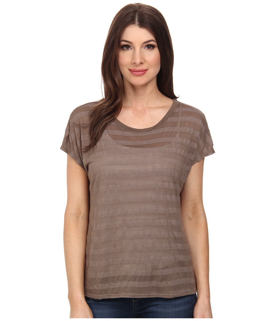 Michael Stars Shadow Stripe Short Slevee Crew Neck (Caper) Women