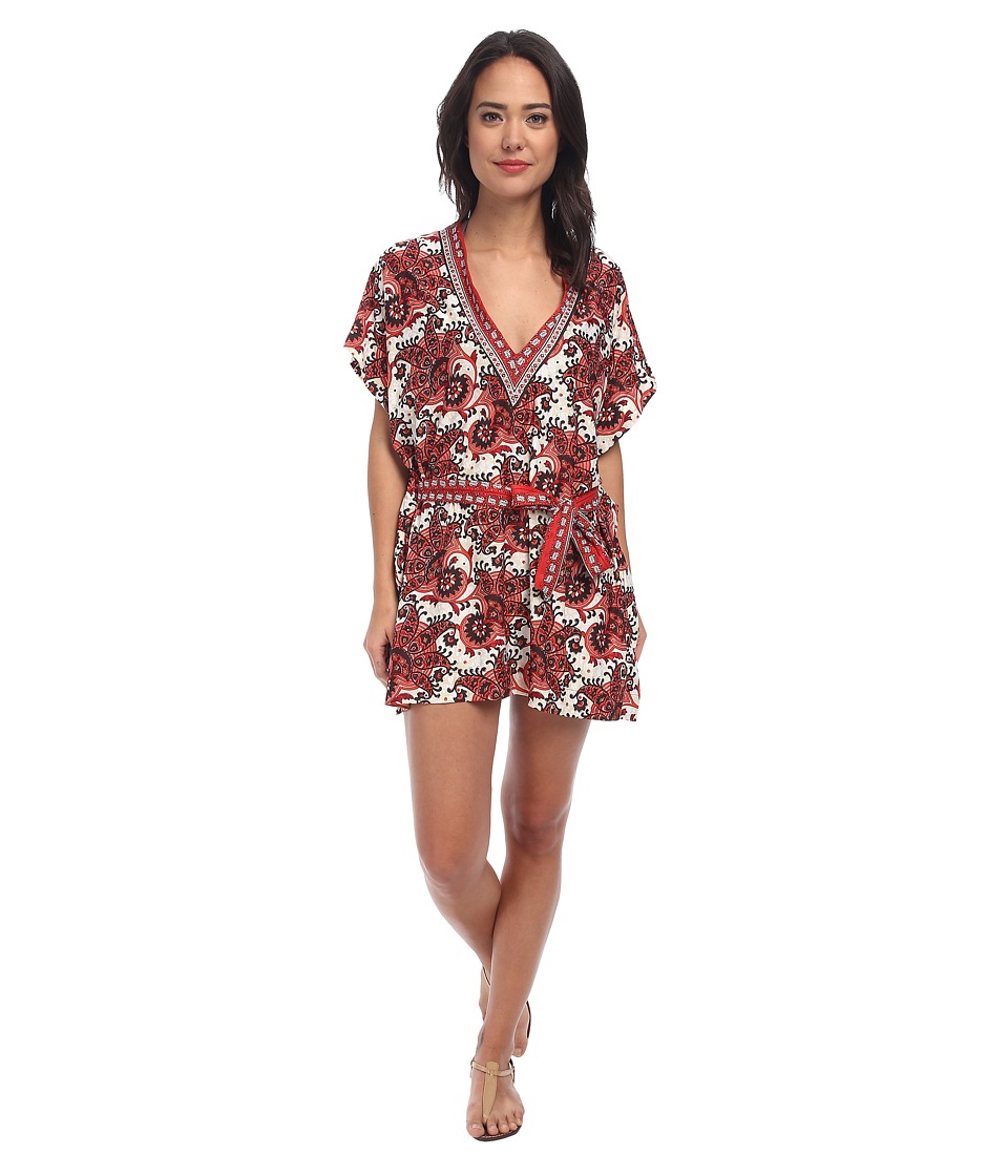 MICHAEL Michael Kors - Padua Paisley V-Neck Tunic Cover-Up (Chili) Women