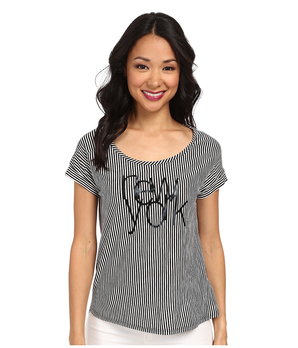 TWO by Vince Camuto - Short Sleeve New York Line Drive Stripe Tee (New Ivory) Women