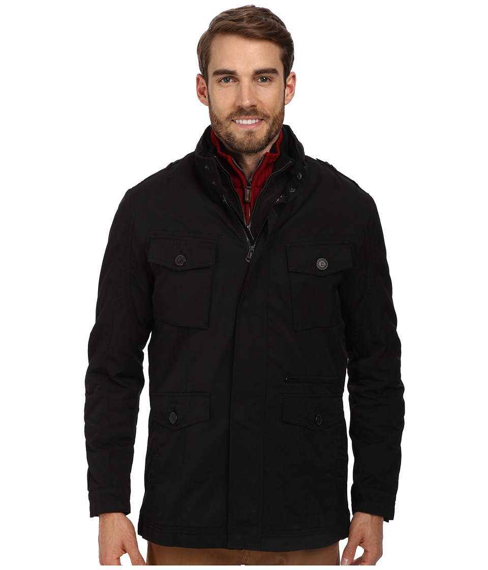Cole Haan - 2-in-1 Convertible Utility Rain Jacket w/ Hidden Hood (Black) Men