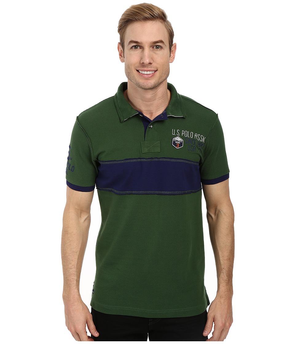 U.S. POLO ASSN. Chest Stripe Slim Fit Polo (Cyber Green) Men