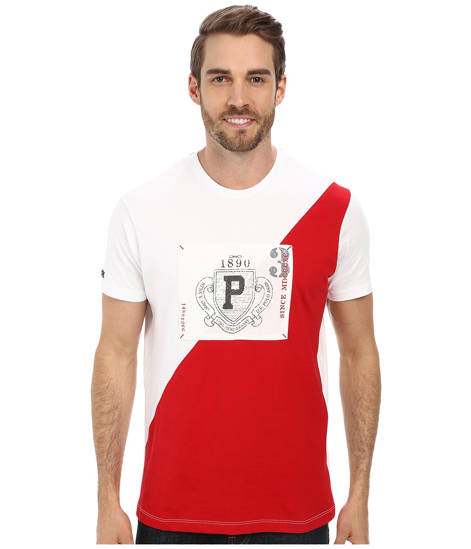 U.S. POLO ASSN. Diagonal 125th Anniversary Color Block Crew Neck T-Shirt (Engine Red) Men