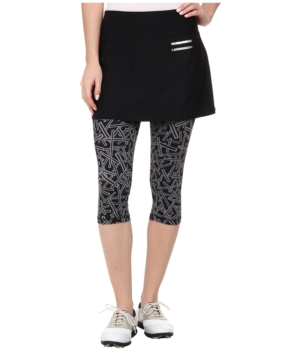 Jamie Sadock Actif 26 in. Chopstix Print Capri with Attached Skort (Jet Black) Women