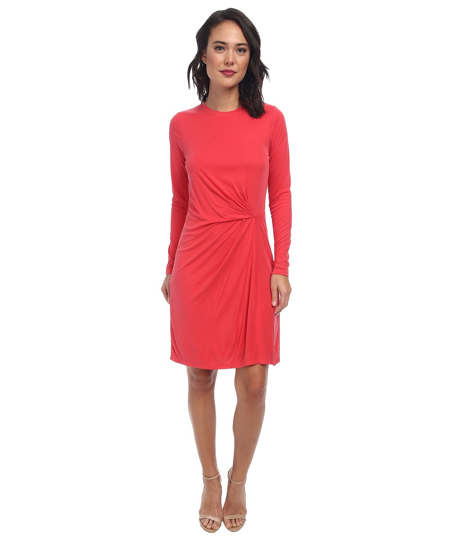 BCBGMAXAZRIA Roxie Long Sleeve Dress with Front Tuck (Vintage Red Berry) Women