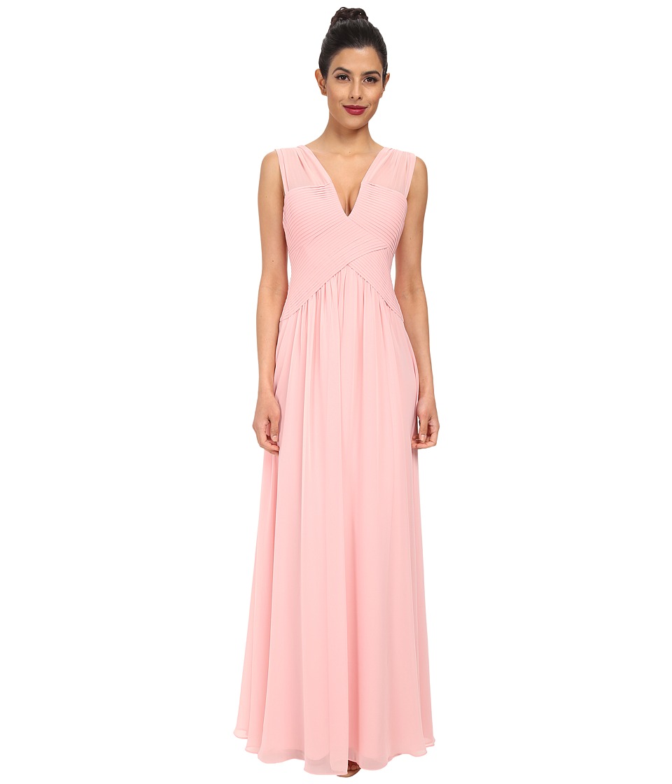 BCBGMAXAZRIA Astella Sleeveless Shirred Bodice Gown (Light Shell) Women